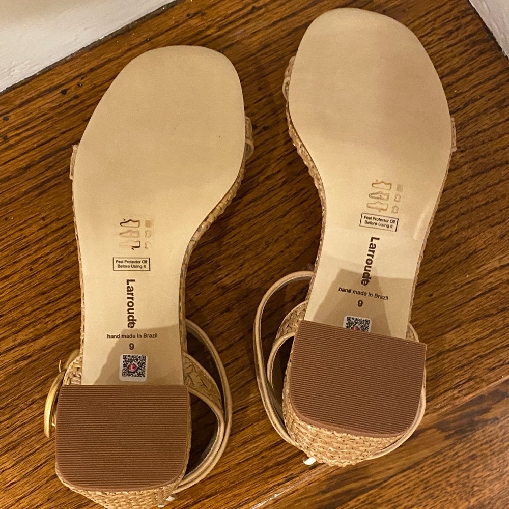 Larroude Tan Woven Sandals - Picture 5 of 5